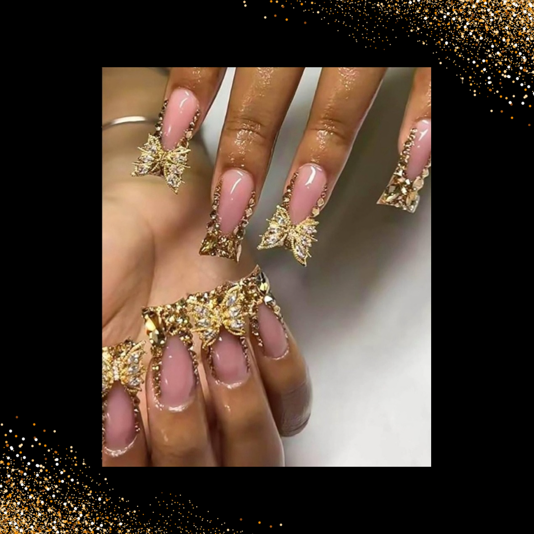 Glitter French Tip Press On Nails