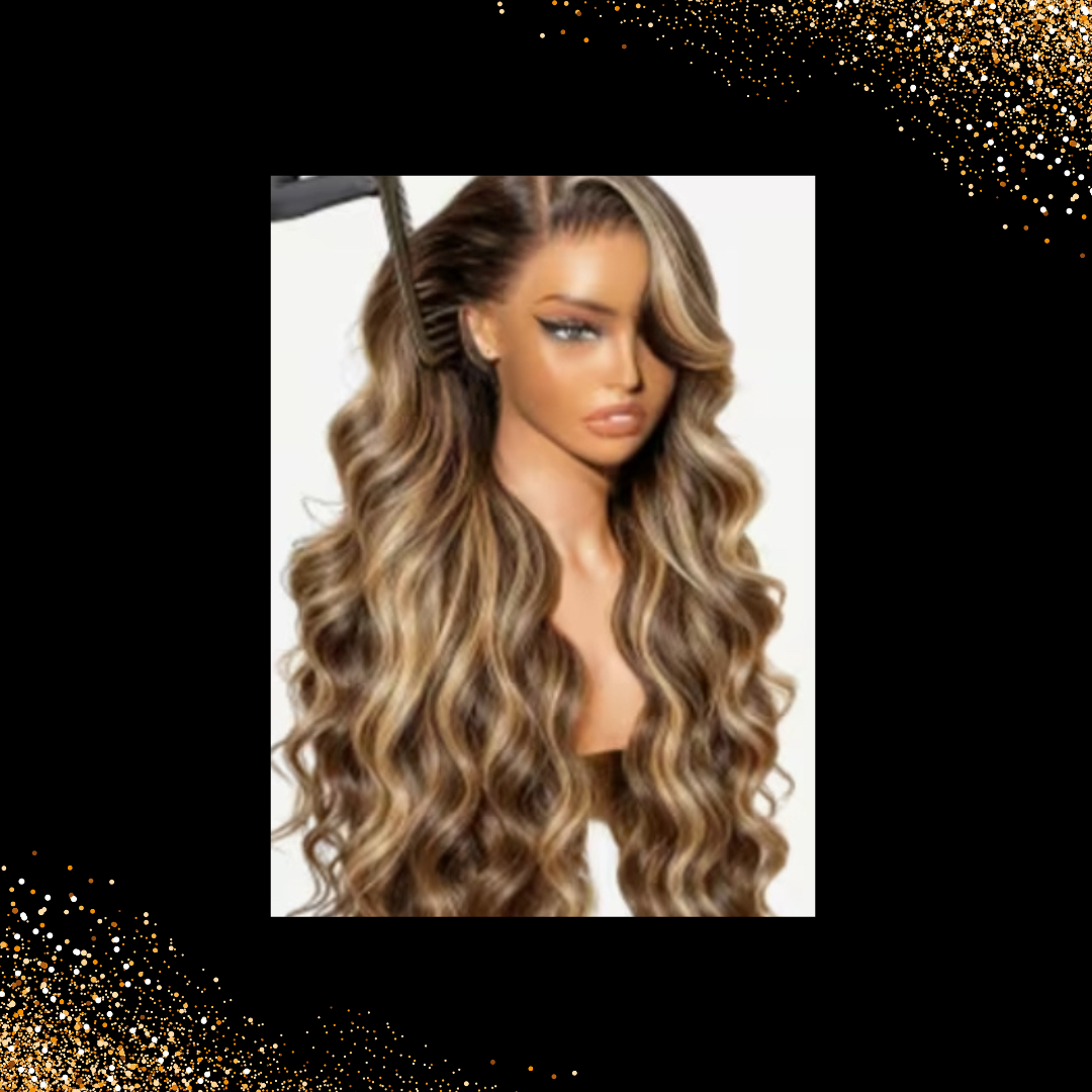 Honey Blonde Highlight Lace Closure Human Hair Wigs