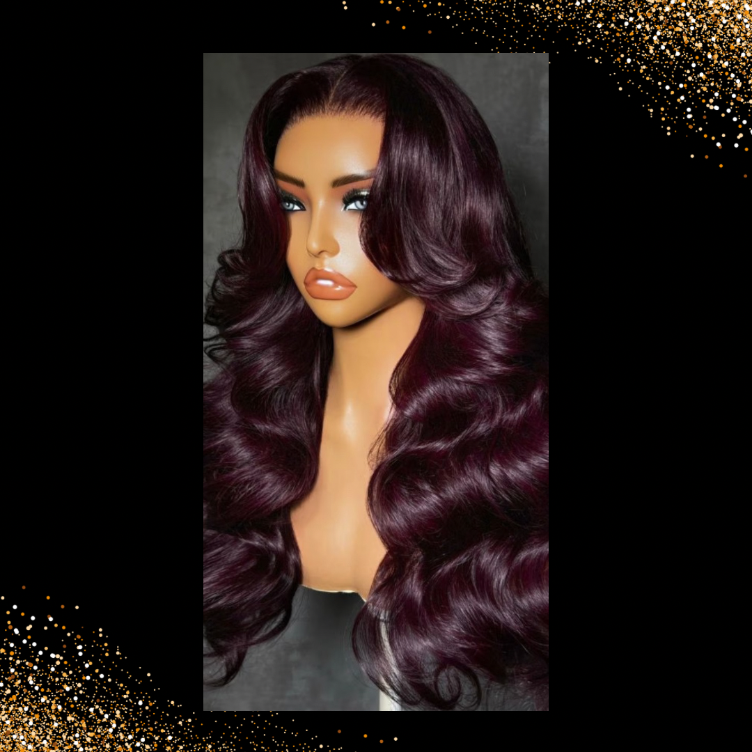 Black Cherry Loose Wave Human Hair Wigs