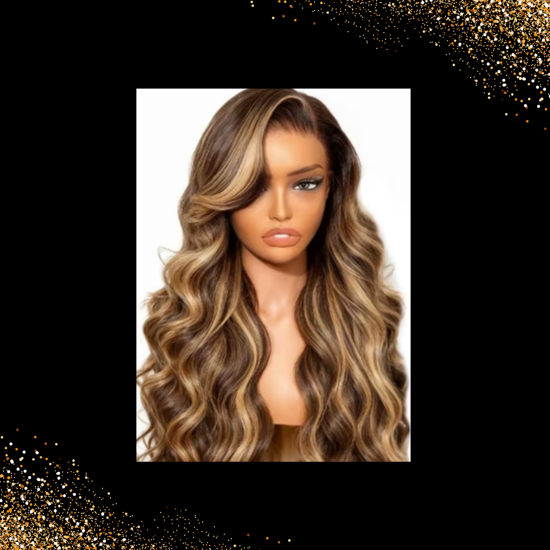 Honey Blonde Highlight Lace Closure Human Hair Wigs