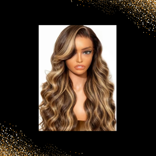 Honey Blonde Highlight Lace Closure Human Hair Wigs