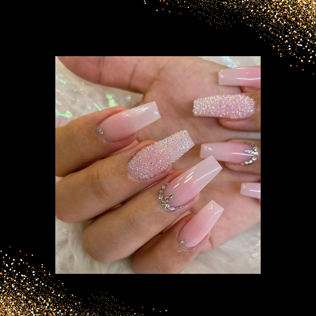 Rhinestone Coffin Press On Nails