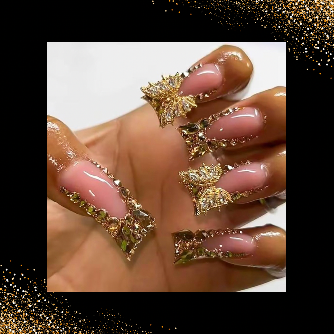 Glitter French Tip Press On Nails