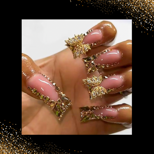 Glitter French Tip Press On Nails